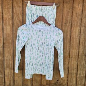 Polkadot England Fir Tree Print 2 Piece Pajama Set Girls Size 12 Year